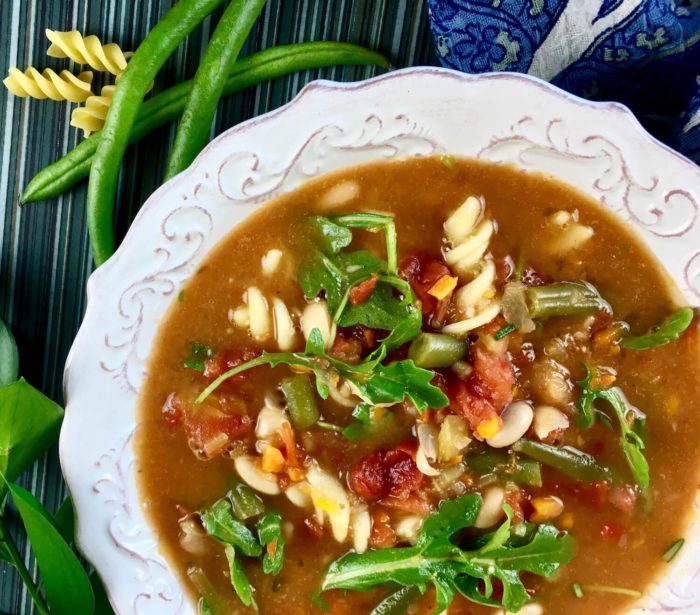 Hearty Minestrone Soup with Fresh Arugula